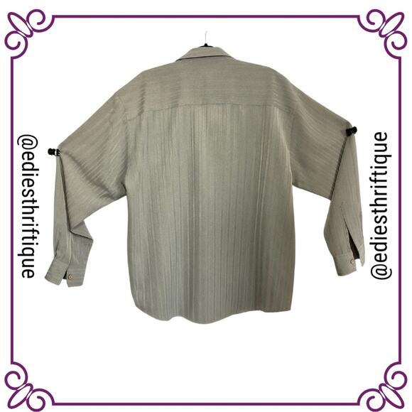 BC Ethic Men's Gray Ghost Stripes Button Up Long Sleeve Shirt Size XL - Picture 3 of 10